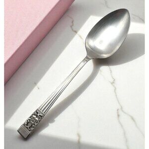 Oneida Community Coronation Serving Spoon 1936 Floral Pattern Vintage Flatware